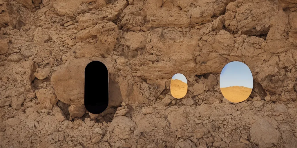 Prompt: levitating ghost grey silhouette with full - face golden mask in a dry rocky desert landscape, visible sky and sunny atmosphere, floating stones, flying stones, fata morgana and giant square mirrors by alejandro jodorowsky, anamorphic lens, kodakchrome, practical effects, masterpiece, 8 k