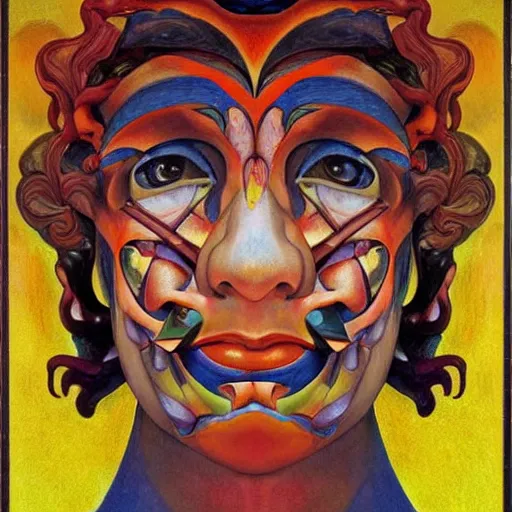Prompt: head of a beautiful boy wearing a carnival mask made of stylized flowers, by evelyn de morgan and diego rivera and john watkiss and annie swynnerton, art deco shaman, art brut, symbolist, dramatic cinematic lighting, god rays, iridescent beetles, clean crisp graphics, smooth sharp focus, extremely detailed