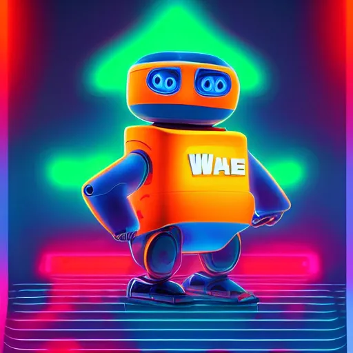 Prompt: portrait of the walle by pixar in the style of cyberpunk neon, art, colorful image, sharp focus, logo, icon, dark background, photo realistic, concept art, unreal render by michal kvac