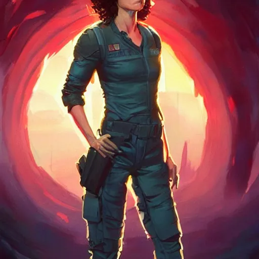 Image similar to ellen ripley from alien, game design fanart by concept artist gervasio canda, behance hd by jesper ejsing, by rhads, makoto shinkai and lois van baarle, ilya kuvshinov