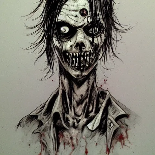 Image similar to zombie from the walking dead drawn by ben templesmith