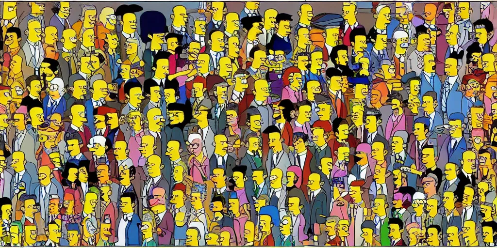 Prompt: the simpsons as a magic eye, autostereograms