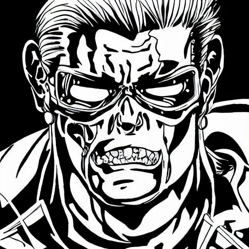 Image similar to terminator in the style of manga, matte