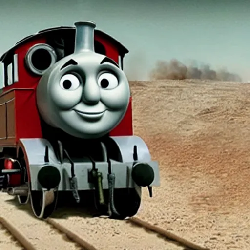 Image similar to still frame of Thomas the Tank Engine in MAD MAX: FURY ROAD (2015)