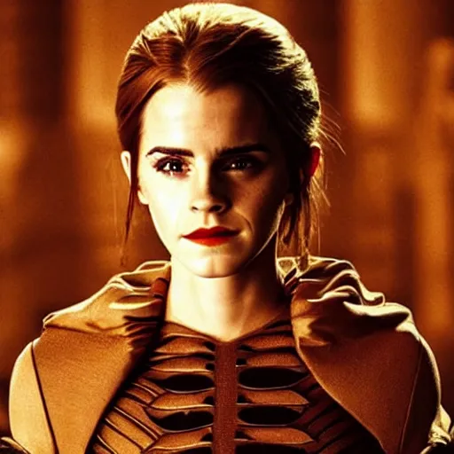 Image similar to Emma Watson as Lady Jessica from Dune, cinematic, beautiful, ominous