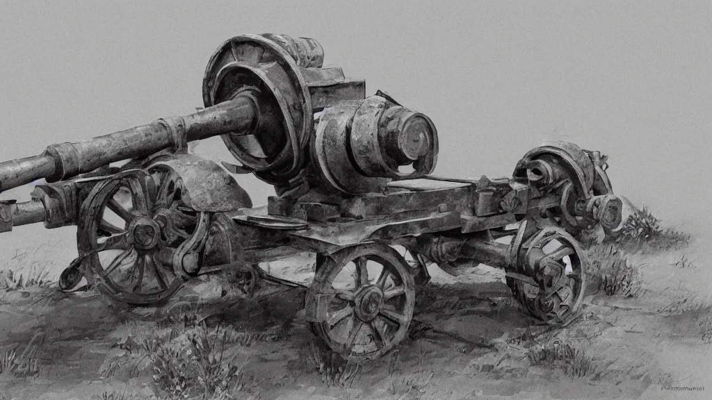 Prompt: howitzer cannon, world war 2, high quality, high detail, photorealistic,