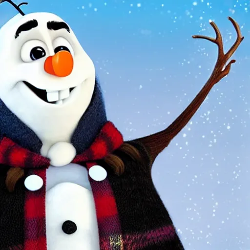 Prompt: a hyperrealistic photo of olaf from frozen as a person,