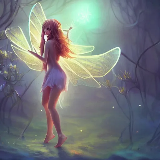 Image similar to magical small female fairies 🧚‍♀️ glowing effect, magical world, magical power, magical flowers, hyperreal,artstation, concept art, smooth, sharp focus ,golden ratio, rule of third , illustration, highly detailed, hd,