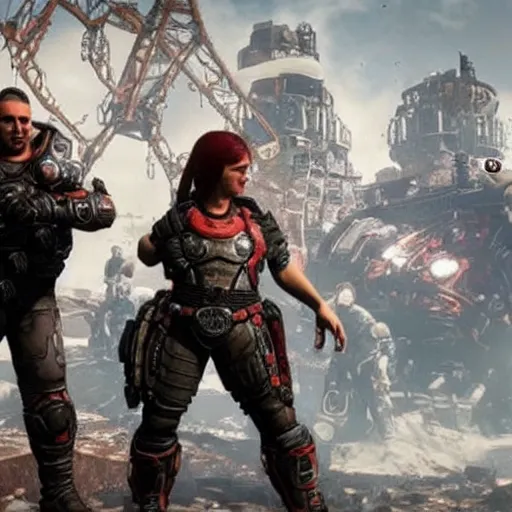 Prompt: Cristina Kirchner in the body of Marcus from Gears 5