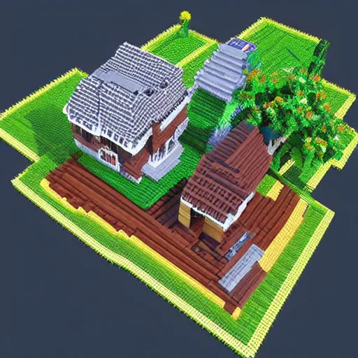 Image similar to high detailed voxel pixelated house, wow, 4 k