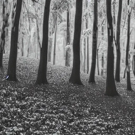 Prompt: forest in Monochromatic art