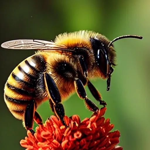 Prompt: closeup image of a bee with beyonce face