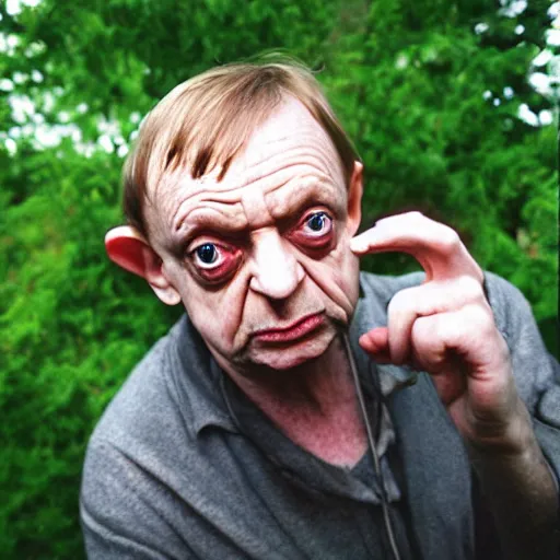 Image similar to mark e smith as gollum with the ring of power