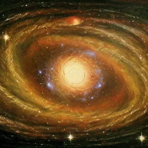 Prompt: a painting of galaxies colliding by Leonardo Da Vinci