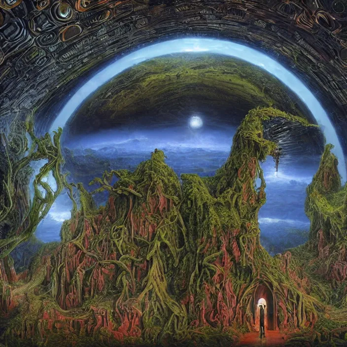 Prompt: Surrealism by David Normal, surrealism by James McCarthy, space station inside by Maksymilian Novak-Zempliński, oregon washington rain forest by jonathan solter, hellscape by Gustave Doré, seascape by Gustave Doré, with surreal architecture, Surrealism by David Normal--cfg 9