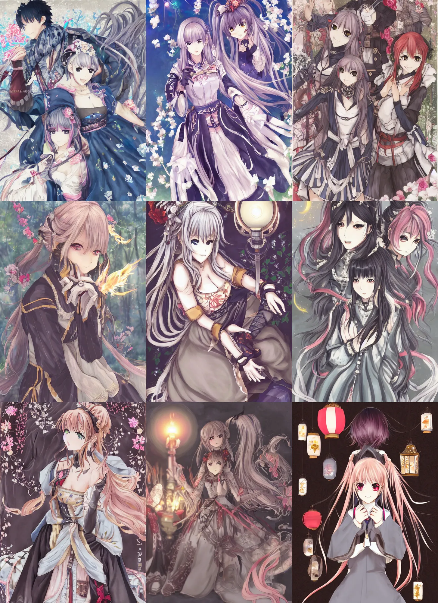 Prompt: anime art, 1girl :d animal_print bangs black_gloves blush bridal_gauntlets butterfly_print cowboy_shot festival fire_emblem fire_emblem:_radiant_dawn fire_emblem_heroes gloves grey_hair japaneseclothes kimono kura(okura_eekura) lantern lantern_festival light_rays long_hair longsleeves micaiah(fire_emblem) obi official_alternate_costume paper_lantern red_kimono sash single_bridal_gauntlet sky_lantern smile solo summer_festival wide_sleeves yellow_eyes yukata rating:g