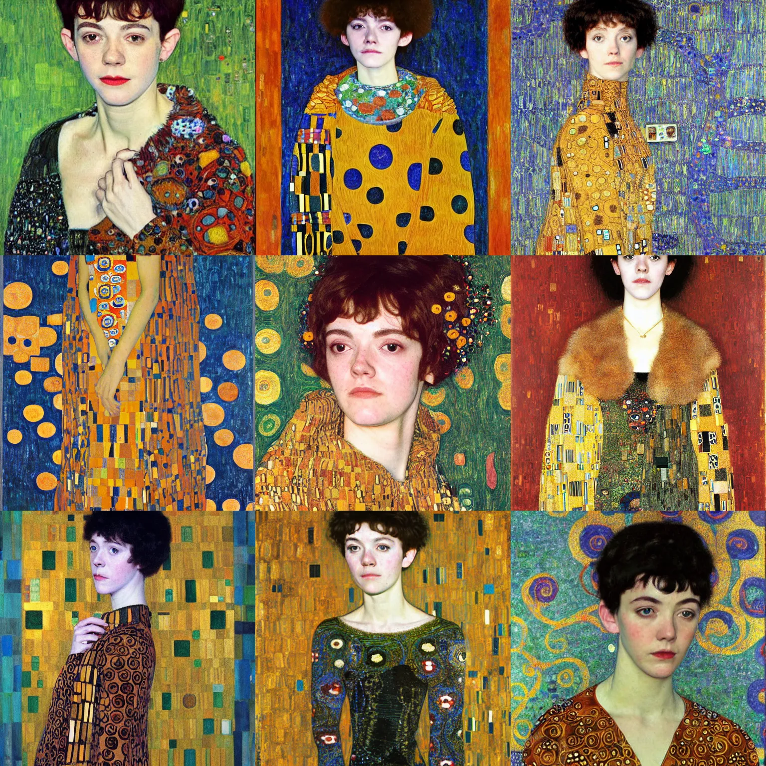 Prompt: a portrait of female asa Butterfield, by gustav klimt