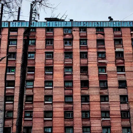 Image similar to soviet apartment building, photo, full shot