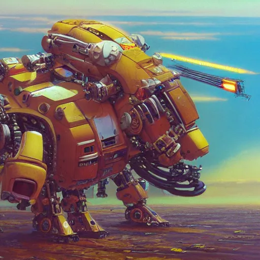 Prompt: a bio - mechanical robotic hamster mecha, moebius, chris foss, paul lehr, highly detailed, sharp, oil on canvas, 8 k, 4 k