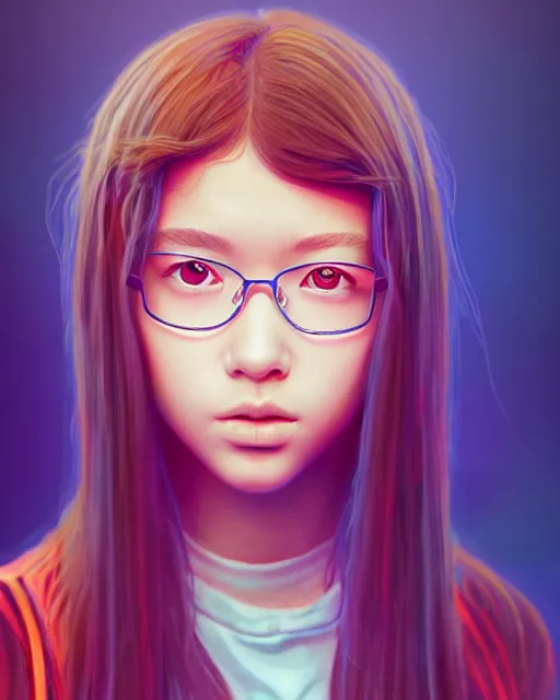 Image similar to richly detailed color illustration of a young truant female loner prep highschool student surrounded by beautiful penstriping large format image illustrated by artgerm and mina petrovic and timothy kong and marina federovna 3 d shadowing.