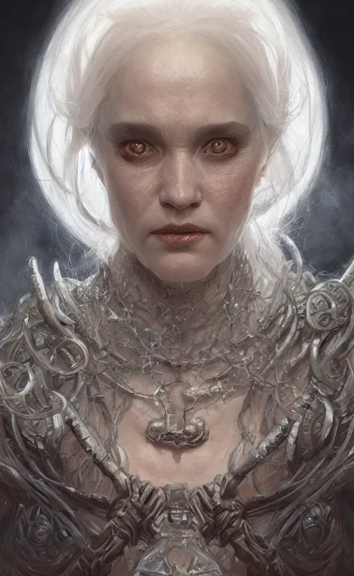 Image similar to ghost lady as a realistic fantasy d & d character, closeup portrait art by donato giancola and greg rutkowski, realistic face, digital art, trending on artstation, symmetry!!