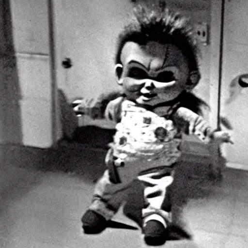 Image similar to real chucky the killer doll caught on film, photograph