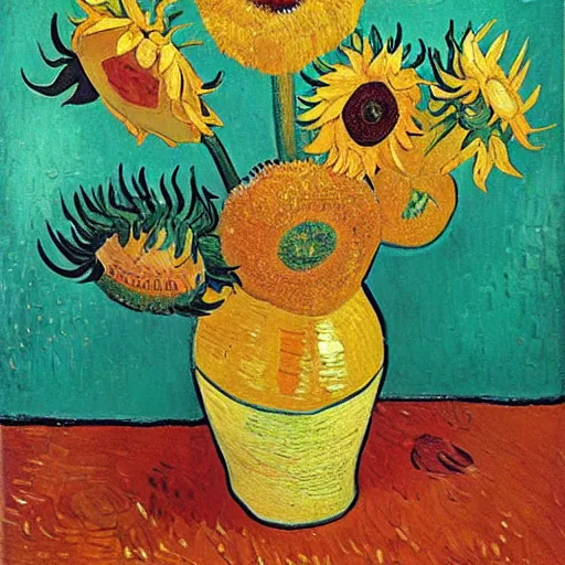 Image similar to sunflowers by van gogh and monet