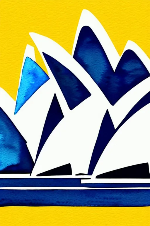 Image similar to minimalist watercolor art of sydney opera, illustration, vector art