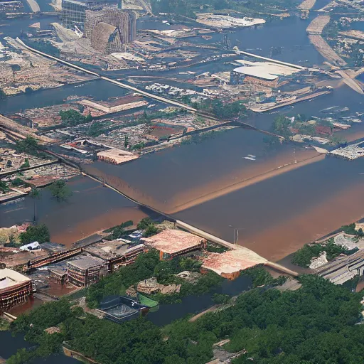 Prompt: st louis completely under water, and on fire, 4 k,