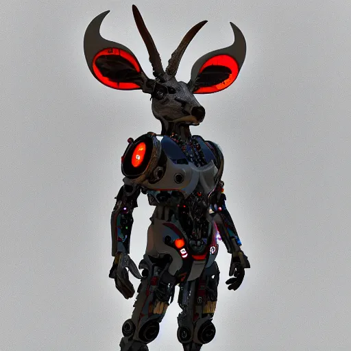 Image similar to cyborg jackalope cyberpunk, 3D render, 8k HD