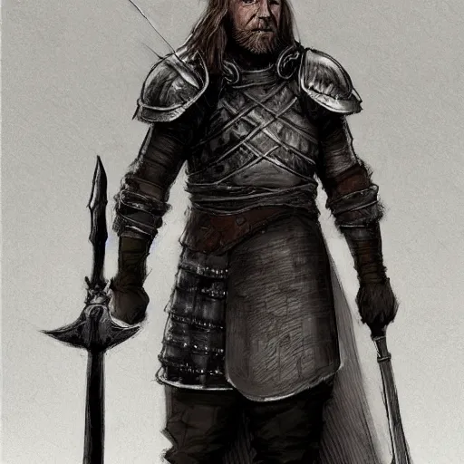 Prompt: concept art of ned stark as a dark souls boss