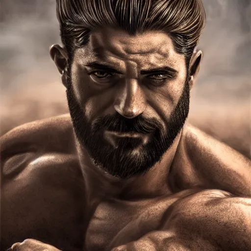 Prompt: handsome portrait of spartan - leonidas bodybuilder posing, intricate details, trending on artstation, sharp focus, caustics, radiant light, 4 k, style of vento aureo cover art, style of stone ocean cover art, style of steel ball run cover art, ilya kuvishinov style, illustrated by hirohhiko araki