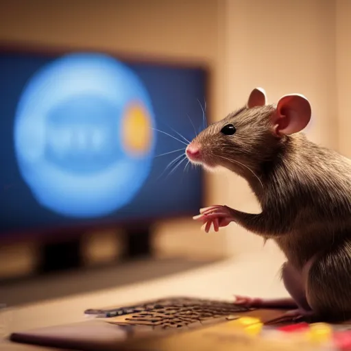 Prompt: photo of a rat playing overwatch, 3 5 mm photography, highly detailed, cinematic lighting