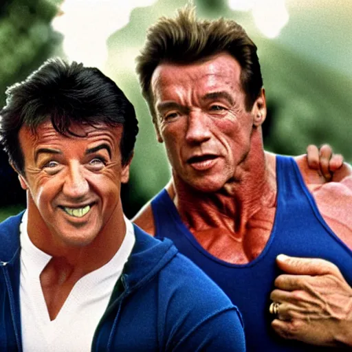 Image similar to stallone and schwarzenegger as friends series