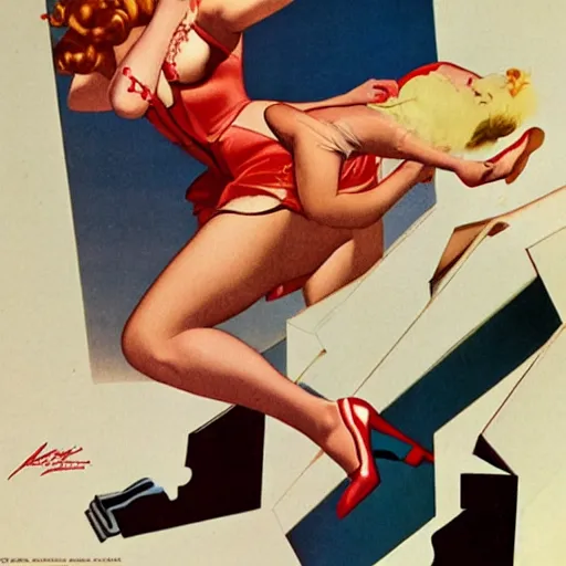 Prompt: a pinup by alberto vargas and loish.