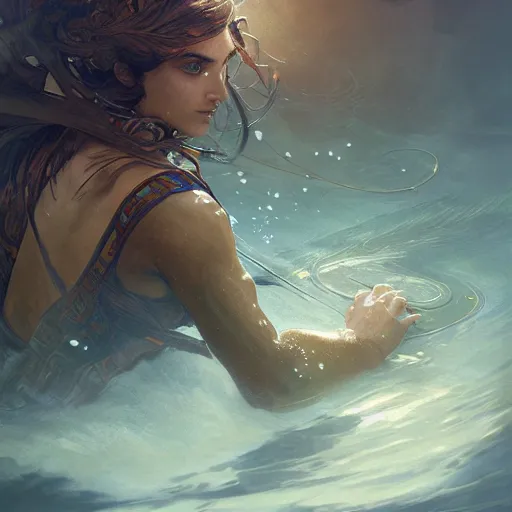 counterspell, underwater combat, dramatic, action Stable Diffusion