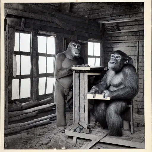 Image similar to carpenter ape in his workshop