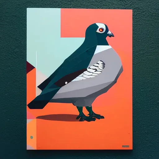 Image similar to majestic pigeon, royal bird, profile picture by Sachin Teng, asymmetrical, Organic Painting , Matte Painting, geometric shapes, hard edges, graffiti, street art:2 by Sachin Teng:4