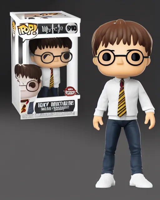 Prompt: full body 3d render of Harry Potter as a funko pop, studio lighting, white background, blender, trending on artstation, 8k, highly detailed