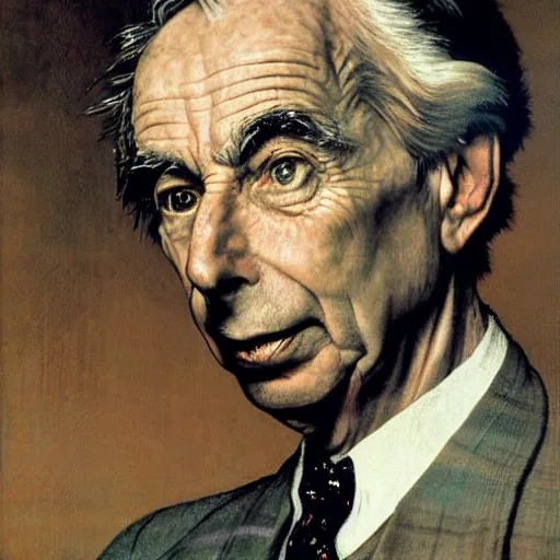 Image similar to portrait of bertrand russell, by norman rockwell