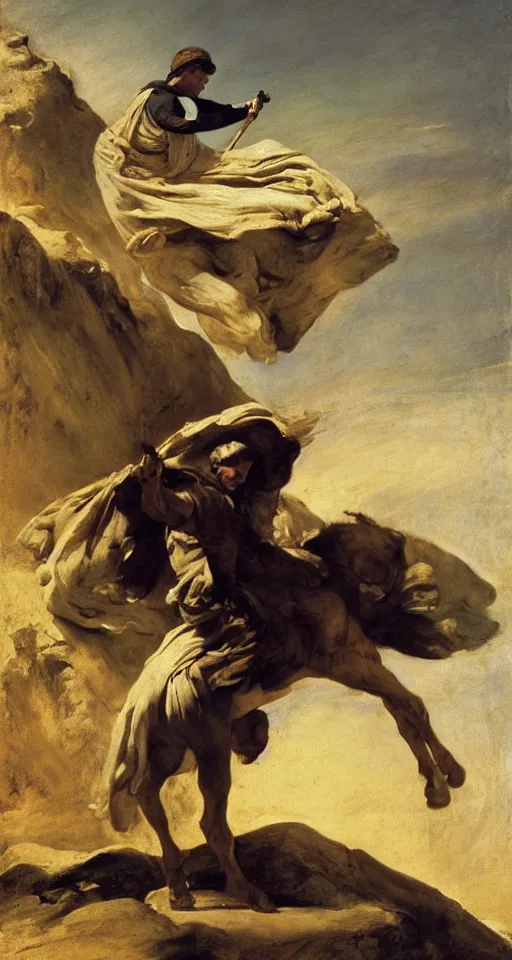 Image similar to a film still of lawrence of arabia by william turner, by theodore gericault, by caspar david friedrich, by frank frazetta oil painting, romantism, realism, limited palette