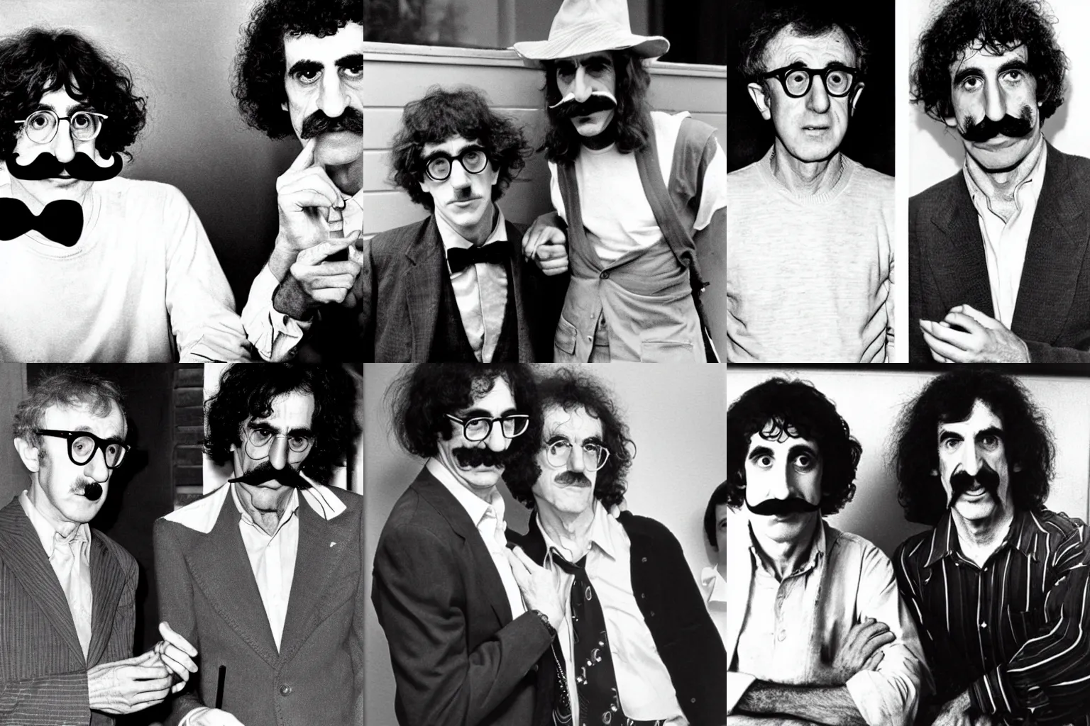 Prompt: Woody Allen with Frank Zappa\'s mustache