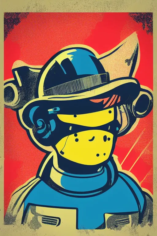 Image similar to fallout 7 6 retro futurist illustration art by butcher billy, sticker, colorful, illustration, highly detailed, simple, smooth and clean vector curves, no jagged lines, vector art, smooth andy warhol style