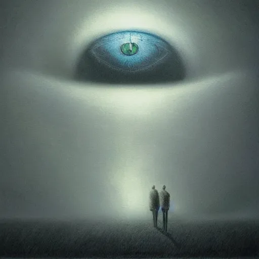 Image similar to eye in the sky trending in artstation beksinski dark, digital art, intricate, very detailed