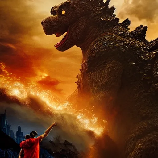 Image similar to godzilla with the head of winnie the pooh and the face of xi jinping, cinematic composition, epic dramatic lighting, realistic, hyperdetailed, photorealistic, photograph, epic scale by gaston bussiere