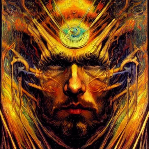 Image similar to Divine Chaos Engine by Karol Bak, Jean Delville, and Vincent Van Gogh, in the style of Van Gogh