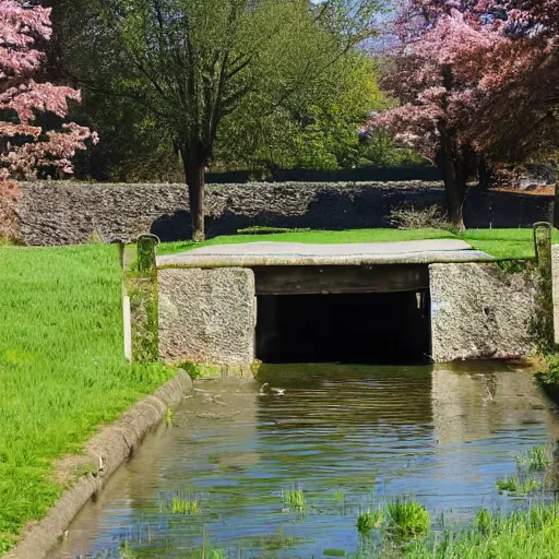 Prompt: A moat made of geese