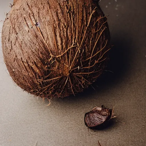 Image similar to a photo of a brown coconut is wearing a dress