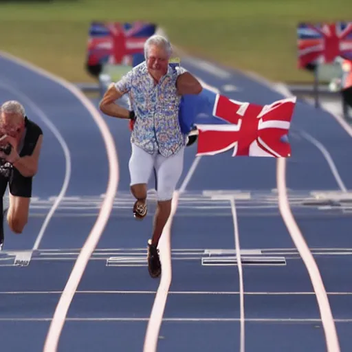 Image similar to photo finish as prince charles wins the 1 0 0 metres sprint in new world record