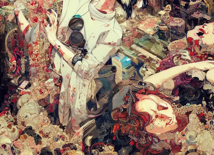 Image similar to orientalism portrait painting by james jean and katsuhiro otomo and erik jones, inspired by akira anime, smooth texture, intricate oil painting, high detail illustration, sharp high detail, long exposure city pop